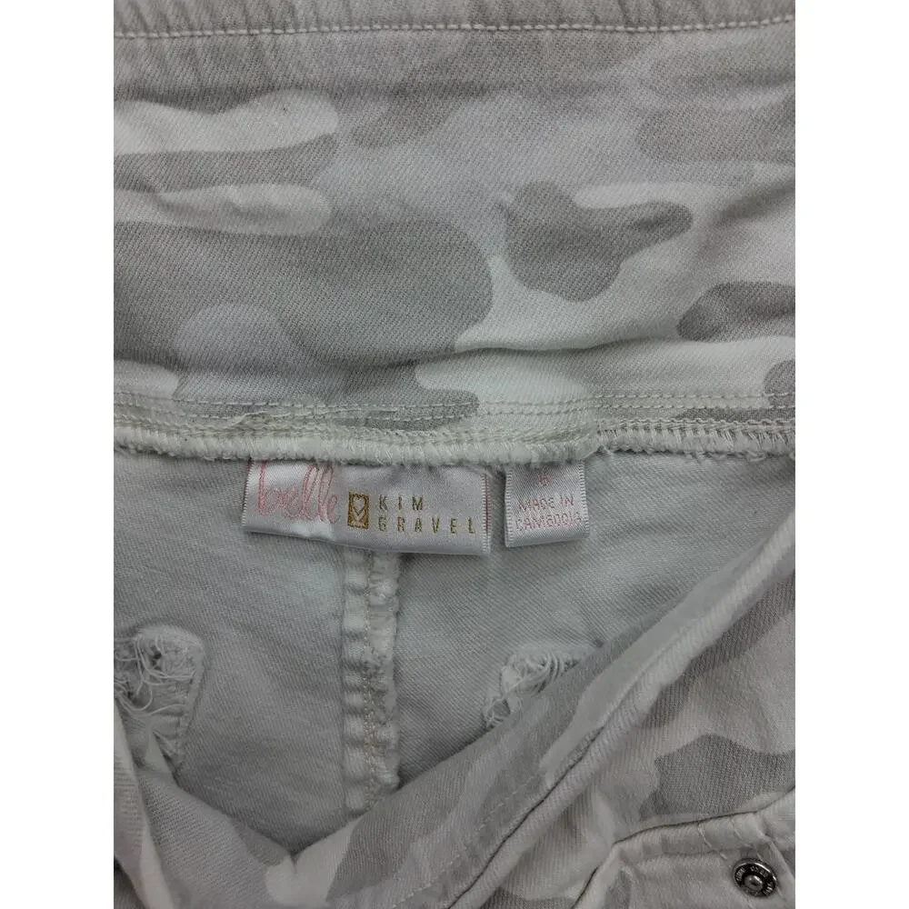 Belle By Kim Gravel Shorts Womens Size 6 White Grey Camo Camouflage - Picture 7 of 10